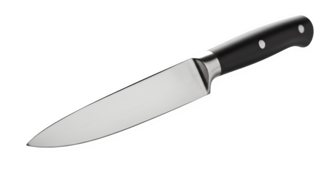 Cutting knife with reflection isolated on white background.