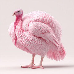 Abstract pink turkey on pastel background. Minimal creative holiday concept