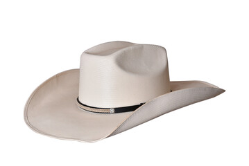 cowboy style hat straw hat with black ribbon isolated on white background, straw hat for women and men head protection