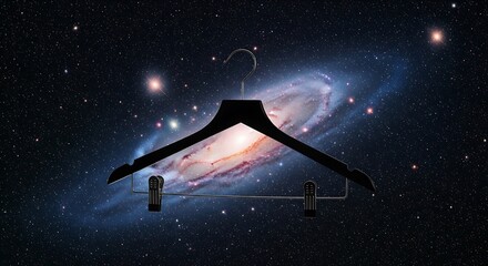 Black Hanger Against a Cosmic Galaxy Background