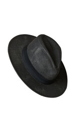 cowboy style hat straw hat with black ribbon isolated on white background, straw hat for women and men head protection