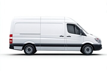 Fototapeta premium White Cargo Van Side View in Studio with Bright Lighting for Commercial Use