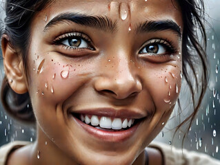 A random photo effect of a young woman from a multicultural community, her eyes full of tears of joy and positive emotions, a sense of happiness. Captures the essence of the moment.