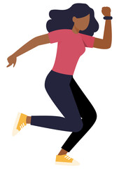 African american woman dancing modern street sport dance. Teenager performing hip hop choreography. Urban youth dance concept.