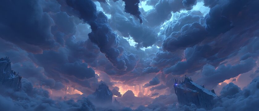 Sky Gate Between Two Floating Mountains