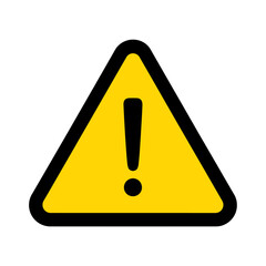 Yellow warning sign with a black exclamation mark inside a black triangle, indicating caution.