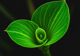 A close up of a vibrant green plant with curled leaves