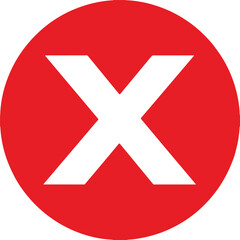 Obraz premium Warning or caution Vector art of a bold white x symbol is centered within a solid black circle, creating a stark contrast and graphic impact, ideal for logos, icons, or design elements on