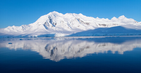 Antarctica mountain reflected in the Southern Ocean