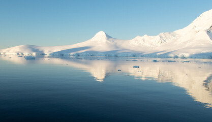 Antarctica mountain reflected in the Southern Ocean