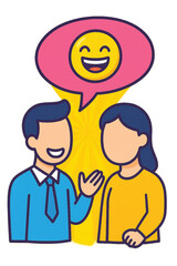 man and woman with speech bubble