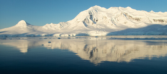 Antarctica mountain reflected in the Southern Ocean