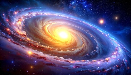 Spiral galaxy in vibrant cosmic display