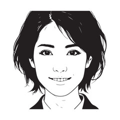 
Black and white line art of a cool woman playing guitar in casual outfit minimalist stylish illustration