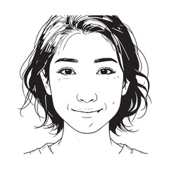 
Black and white line art of a cool woman playing guitar in casual outfit minimalist stylish illustration