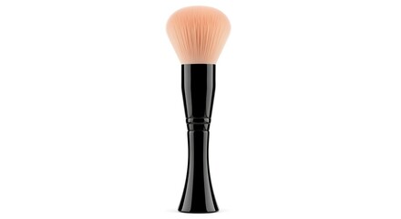 Elegant Black and Peach Makeup Brush on White Background