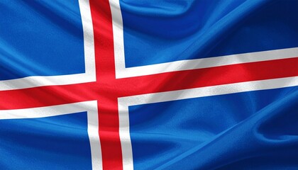 Waving Icelandic Flag Texture Background