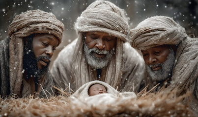 Generated image The three wise men came to pay homage to the newborn Jesus