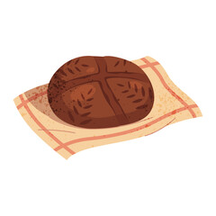 Loaf of homemade bread. Vector bakery food made of wheat and flour, dough. Rural oven nutrition with crust. Natural pastry and vegetarian nutrition. Farm recipe sign and healthy culinary element.