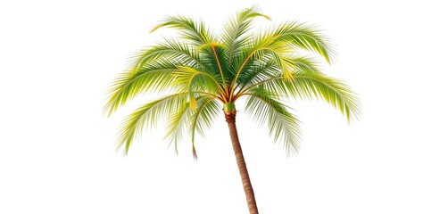 Obraz premium Single majestic palm tree, isolated against pure white background, elegant, cutout
