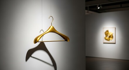 Golden Hanger and Abstract Art in a Gallery Exhibition