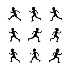 Running Boy Silhouette, Sprinting Child Silhouette, Young Athlete Silhouette, Fast Running Kid Silhouette, Active Boy Silhouette