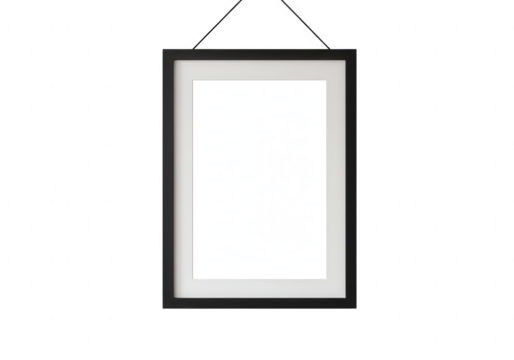 A simple rectangular white screen with a thin black frame isolated on transparent background