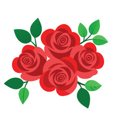 beautiful bouquet with red roses and leaves