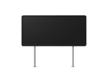 Obraz premium A simple black rectangular sign with two silver metal legs isolated on transparent background