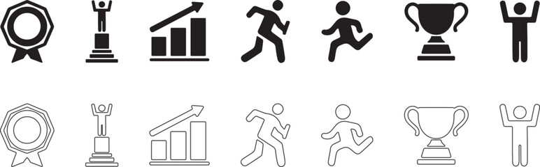 Achievement vector set. Business and sport award and recognition signs.