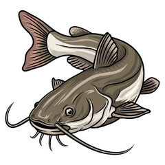 catfish fishing illustration logo vector image t shirt