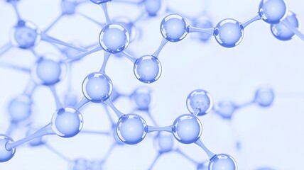3D Abstract Molecule and Atom Structure, Digital Rendering of Medical Science, Skincare Technology, and Cosmetic Innovation. Futuristic Background for Biotechnology, Research, and Health Illustration.