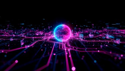 Generative AI and Deep Learning in Action. Neural Flow Network and Machine Learning Algorithms Driving Big Data Analytics. Abstract Futuristic 3D Rendering of Artificial Intelligence and Innovation.