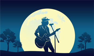 Guitarist Silhouette Performi...