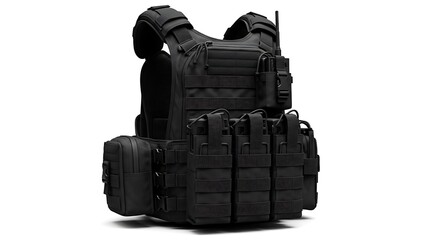 Tactical Black Vest with Pouches and Radio Attachment