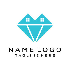 diamond and house logo design vector