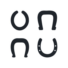 Naklejka premium Collection of horseshoe foot shapes. representing various styles and designs used for equine hoof protection and support