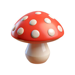 Red and white spotted mushroom 3d model for fantasy and nature designs transparent background