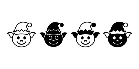 Elf face vector icon. Festive Christmas helper character symbol for Santa’s workshop and holiday celebrations.