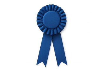 Blue ribbon prize award representing first place winner achievement and success, isolated on transparent background