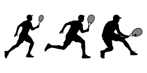 Flat badminton player silhouette collection