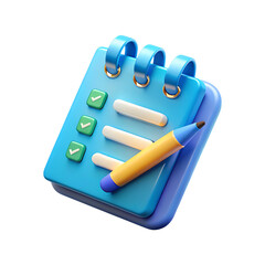 3d to do list with checklist and pencil icon for task management and productivity transparent background
