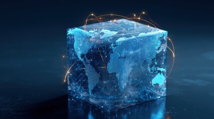 global network digital cube earth