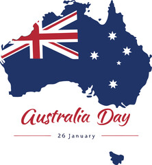 Vector art of australia map silhouette with flag and australia day text