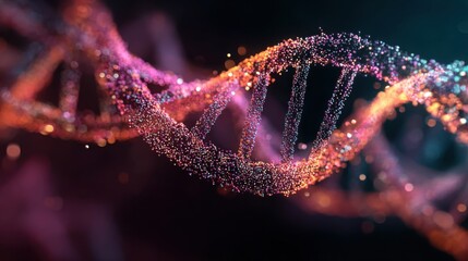 glowing dna helix particle art