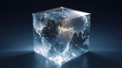 global network in crystal cube