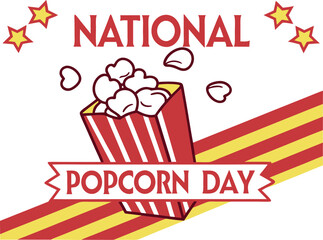 Vector art of national popcorn day celebration with popcorn box and stars