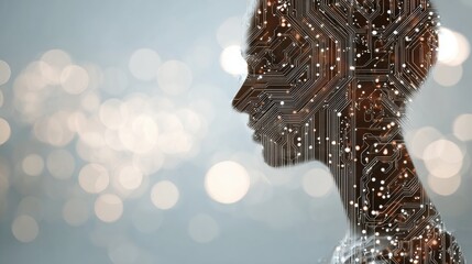 woman circuit board lights bokeh