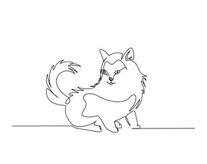 Cute cat outline illustration. Continuous line drawing of cute kitty.