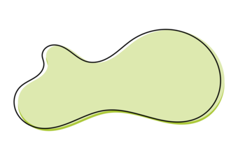 Abstract green blob shape with black outline
